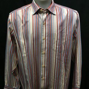 Tommy Bahama Silk Button Up Shirt Candy Stripe Mens Reg Fit Large